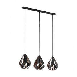 Eglo-Carlton 1 Triple Light Bar Pendant Black Copper - 49991